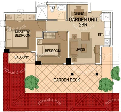 Two-bedroom garden unit